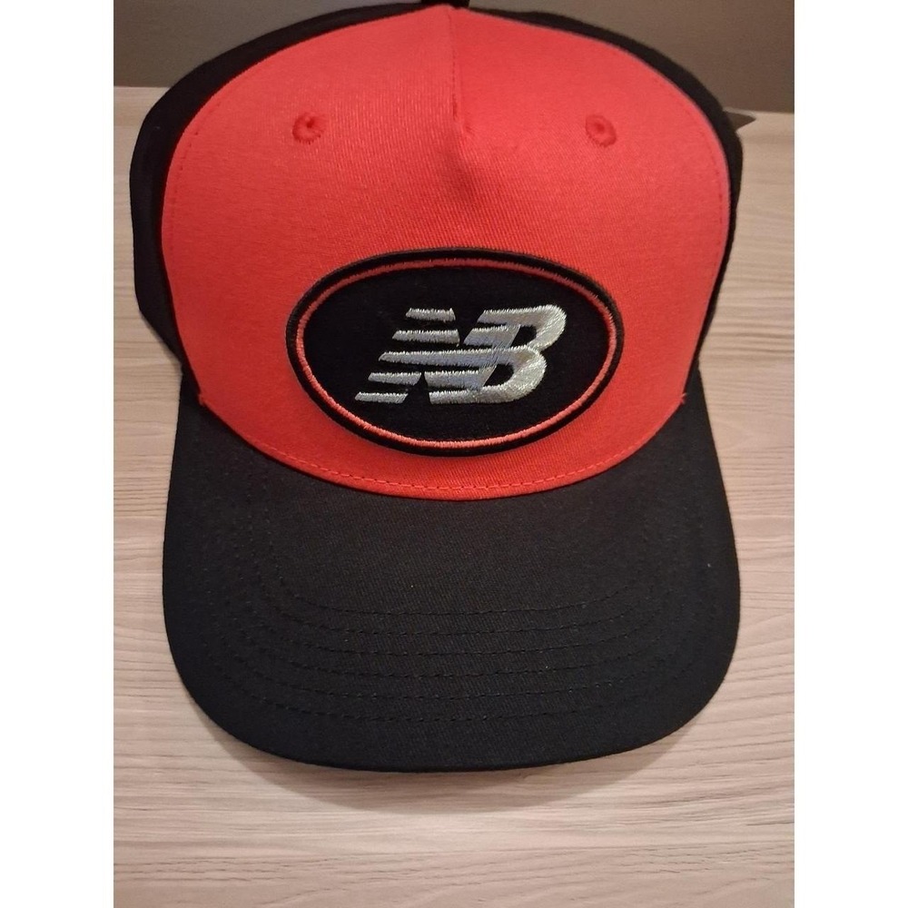 New Balance Black Red Colorblock Snapback Hat Adjustable Men's